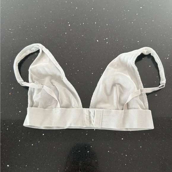 Cotton Rib Plunge Bralette Gray Ribbed - Picture 5 of 6